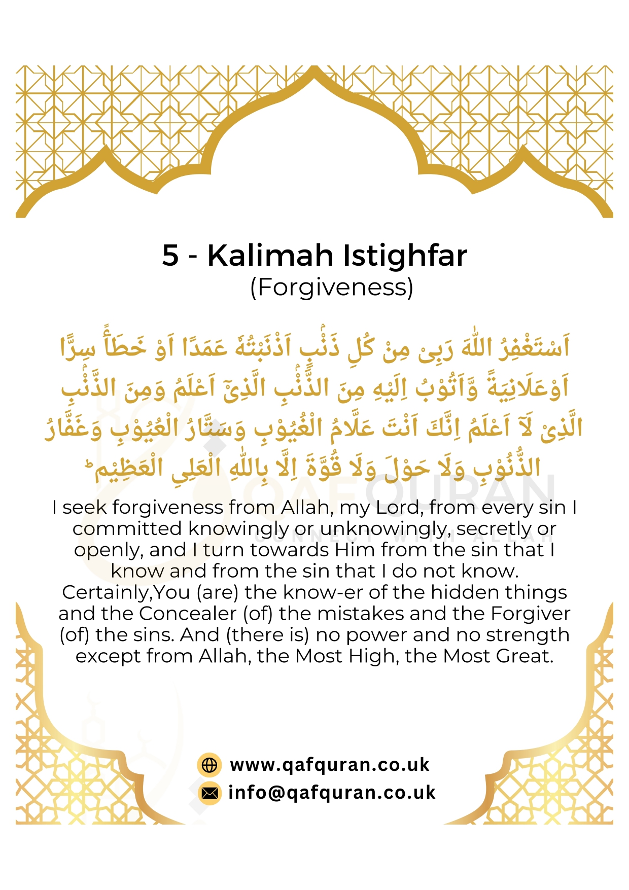 Fifth Kalima – Istighfar (Seeking Forgiveness)